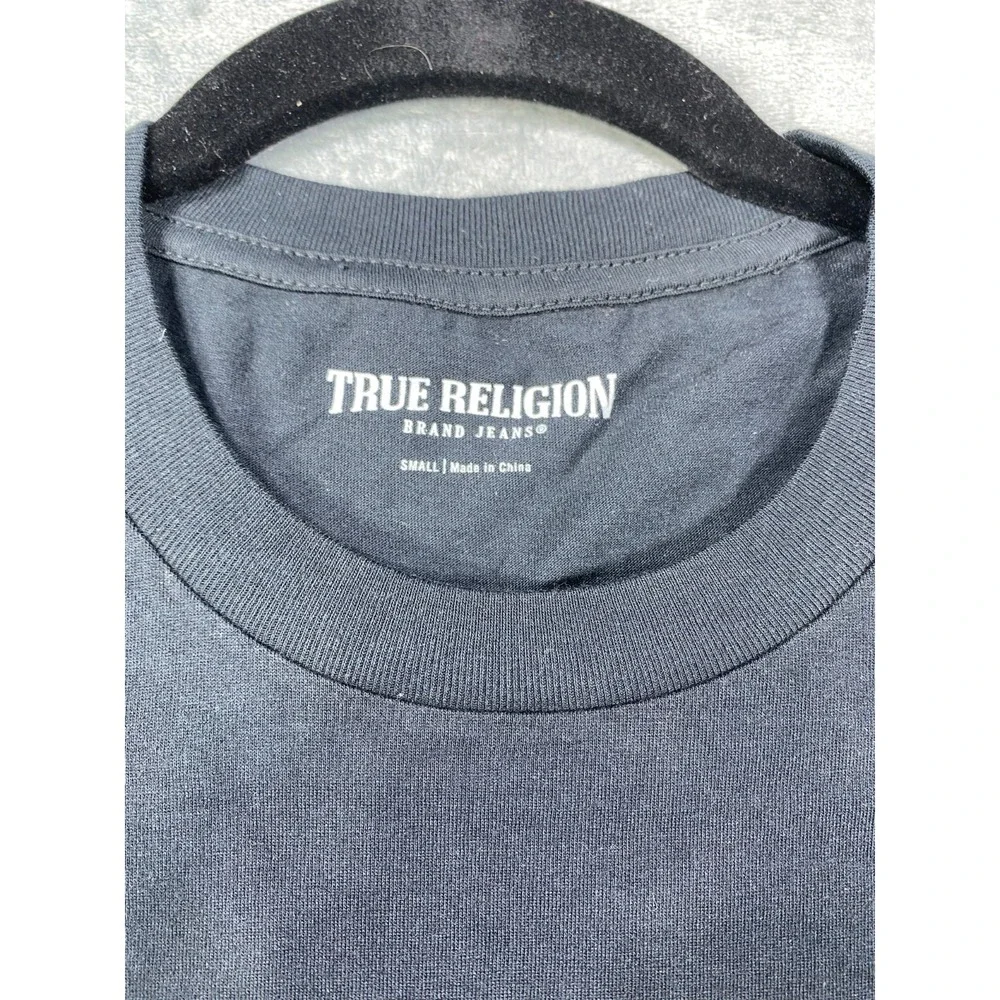 True Religion Shirt Horseshoe Logo Men Small Black Streetwear Tee Top Casual NWT